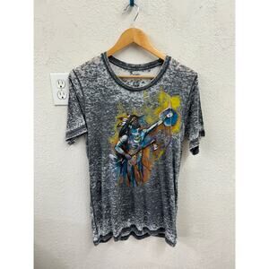 Wrangler Gray Burnout Shirt with Indian Warrior Print Womens Small